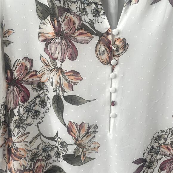 White House Black Market V-Neck Button Down 3/4 Sleeve Blouse Sz 6 - Picture 2 of 6